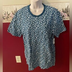 Goodthreads Blue and White Floral Short Sleeve Tee